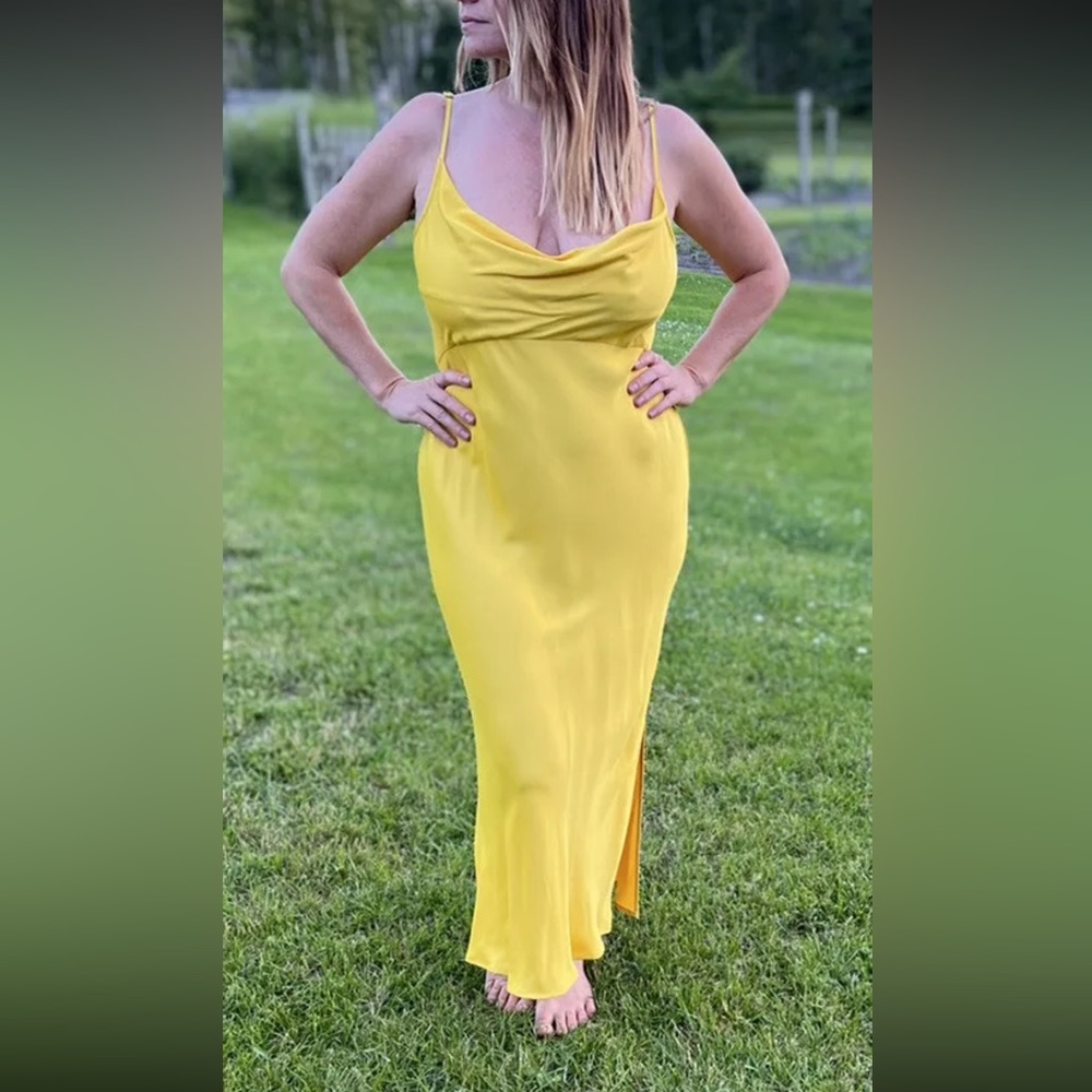 Anthropologie Elyse Bias Slip Dress Canary/Yellow — Women’s Size Medium